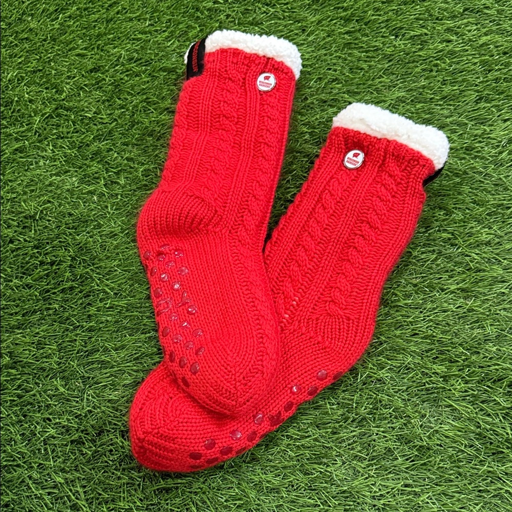 TCK Wisconsin Badgers Fuzzy Sock/Slippers with Grippers